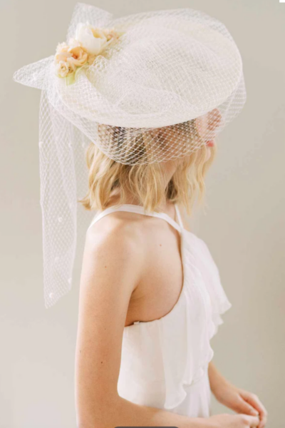 Bridal Hat with veiling & flowers